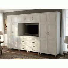 Dulap Dynasty Dormitor Alb 7 usi si 8 sertare cu spatiu pentru televizor